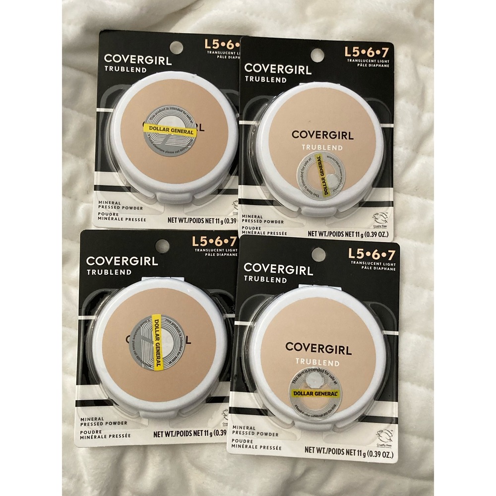 Lot of 4 Covergirl TruBlend Mineral Pressed Powder L5-6-7 Translucent Light 11g